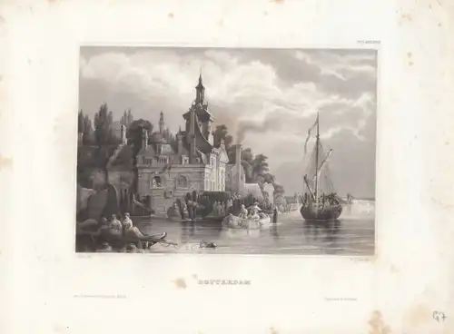 Rotterdam. aus Meyers Universum, Stahlstich. Kunstgrafik, 1850, gebraucht, gut