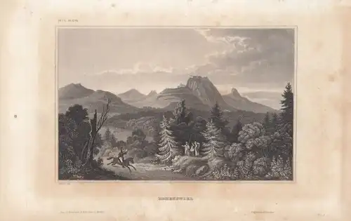 Hohenswiel. aus Meyers Universum, Stahlstich. Kunstgrafik, 1850, gebraucht, gut