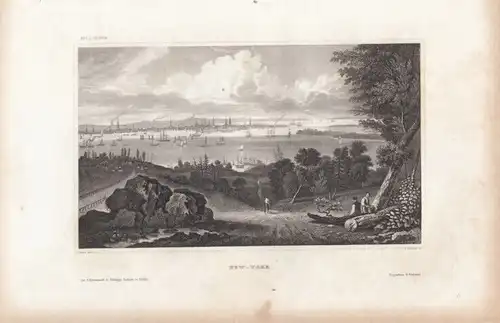 New York. aus Meyers Universum, Stahlstich. Kunstgrafik, 1850, gebraucht, gut