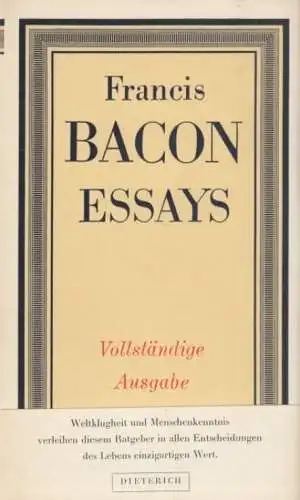 Sammlung Dieterich 71, Essays, Bacon, Francis. 1967, gebraucht, gut