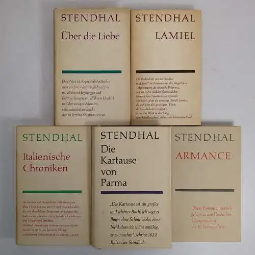 5 Bücher Stendhal: Armance, Lamiel, Liebe, Karthause von Parma, Ital. Chroniken