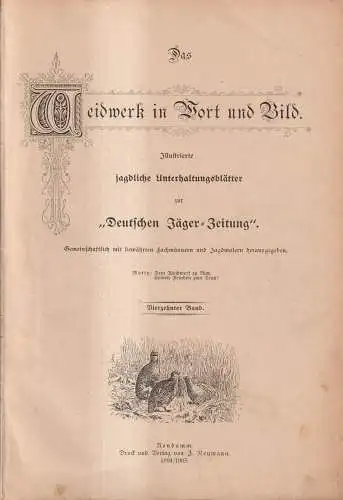 Das Weidwerk in Wort und Bild Band 11 Nr. 1-24 / 1901/1902, ohne Heft 2!