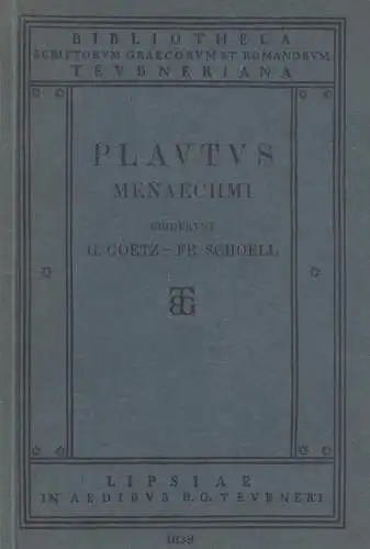Buch: Menaechmi, Plautus, Titus Maccius, 1929, B. G. Teubner