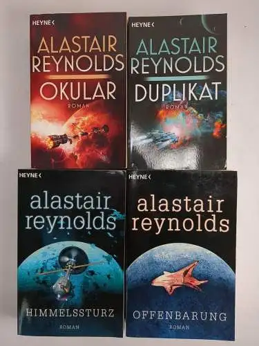 4 Bücher Alastair Reynolds: Unendlichkeit; Himmelssturz; Okular; Duplikat. Heyne