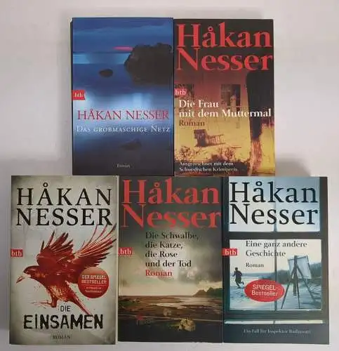 5 Bücher Hakan Nesser; Einsamen, Schwalbe, Katze, Rose, Tod, Muttermal, Netz...