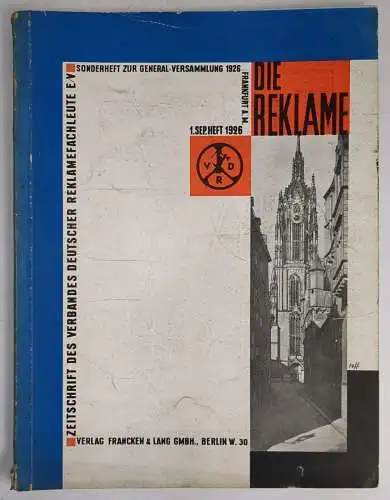 Die Reklame 1. Septemberheft 1926, Zeitschrift d. Verbandes dt. Reklamefachleute