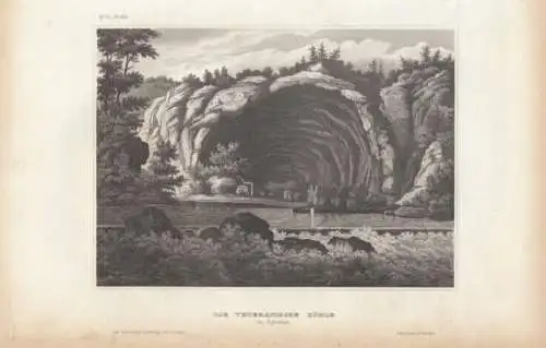 Die Veteranische Höhle in Syrmien. aus Meyers Universum, Stahlstich. Kunstgrafik