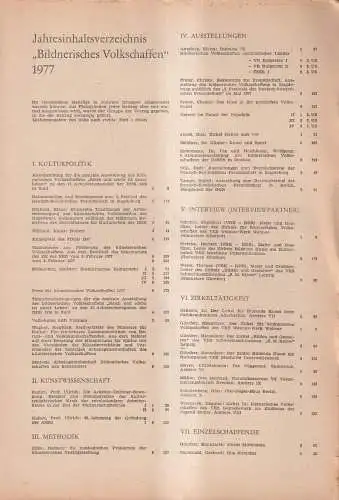 Jahresinhaltsverzeichnis Bildnerisches Volksschaffen 1977, Zentralhaus DDR