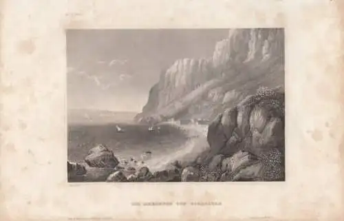 Die Meerenge von Gibraltar. aus Meyers Universum, Stahlstich. Kunstgrafik, 1850