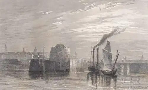 Havre. aus Meyers Universum, Stahlstich. Kunstgrafik, 1850, gebraucht, gut