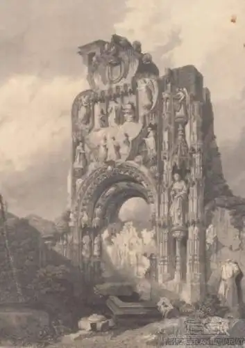 Die Pracht-Ruine in Burgos. aus Meyers Universum, Stahlstich. Kunstgrafik, 1850