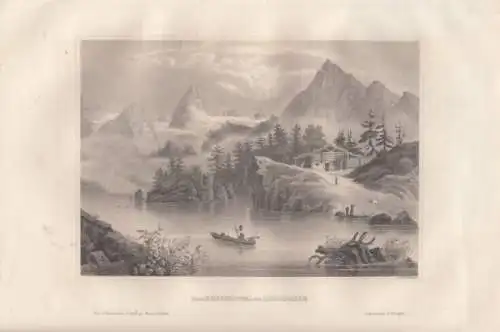 Der Hundskogel am Hintersee. aus Meyers Universum, Stahlstich. Kunstgrafik, 1850