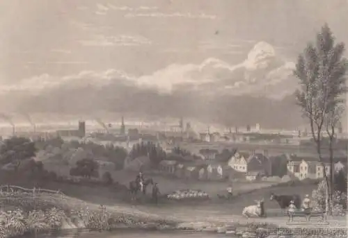 Birmingham in England. aus Meyers Universum, Stahlstich. Kunstgrafik, 1850