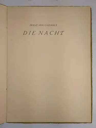 Buch: Die Nacht, Franz von Lassaulx, 1925, Buchdruckerei Paul Gehly