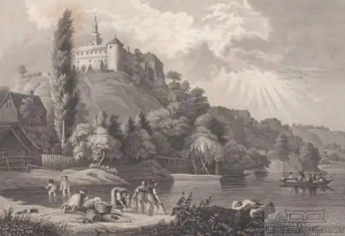 Schloss und Kloster Illock (Syrmien). aus Meyers Universum, Stahlstich. 1850