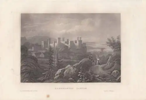 Caernarvon Castle. aus Meyers Universum, Stahlstich. Kunstgrafik, 1850
