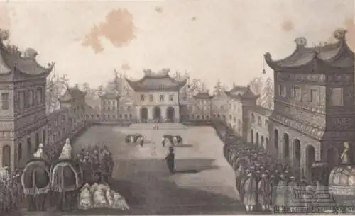 Der Kaiser-Pallast in Peking. aus Meyers Universum, Stahlstich. Kunstgrafik