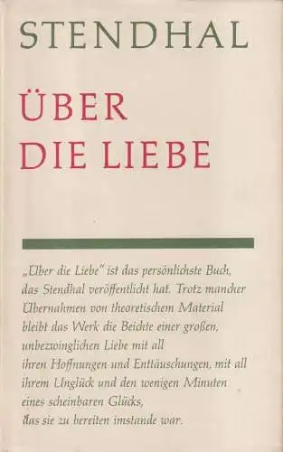 Buch: Über die Liebe, Stendhal. Gesammelte Werke, 1985, Rütten & Loening Verlag