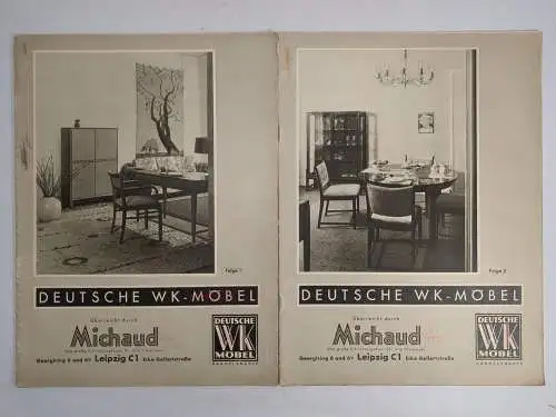 2 Möbel-Kataloge: Deutsche WK-Möbel Folge 1 + Folge 2, Überreicht durch Michaud