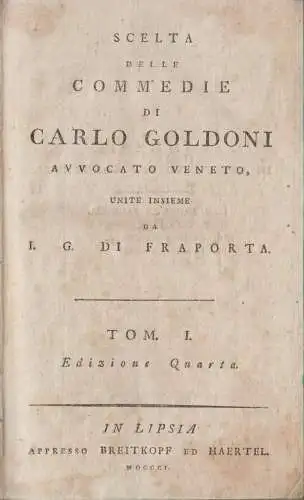 Buch: Scelta delle Commedie di Carlo Goldoni I & II, 1801, Breitkopf ed Haertel