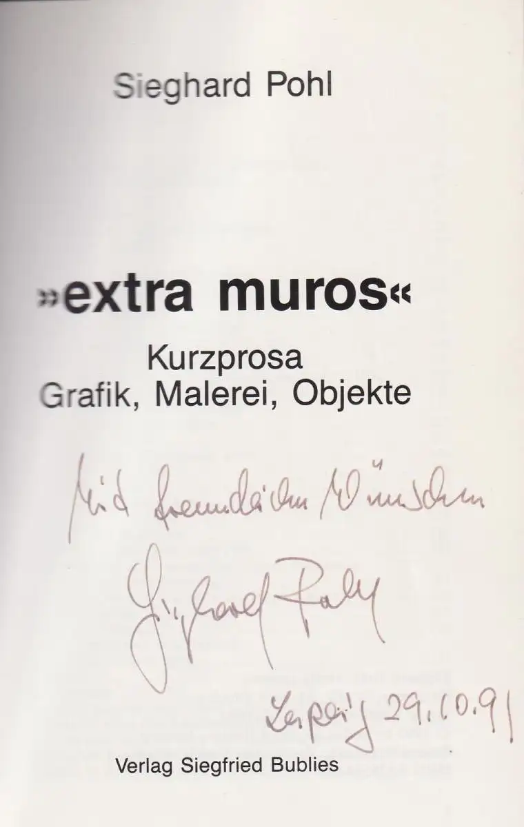 Buch: Sieghard Pohl: Extra muros, Pohl, Sieghard, 1990, Siegfried Bublies