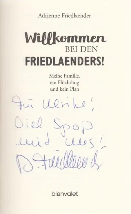 Buch: Willkommen bei den Friedlaenders, Friedlaender, Adrienne. 2017