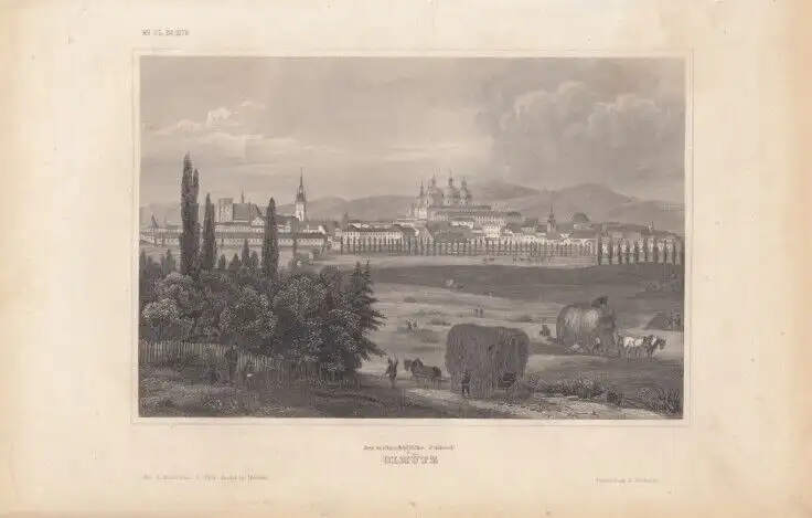 Der erzbischöfliche Pallast in Olmütz. aus Meyers Universum, Stahlstich. 1850