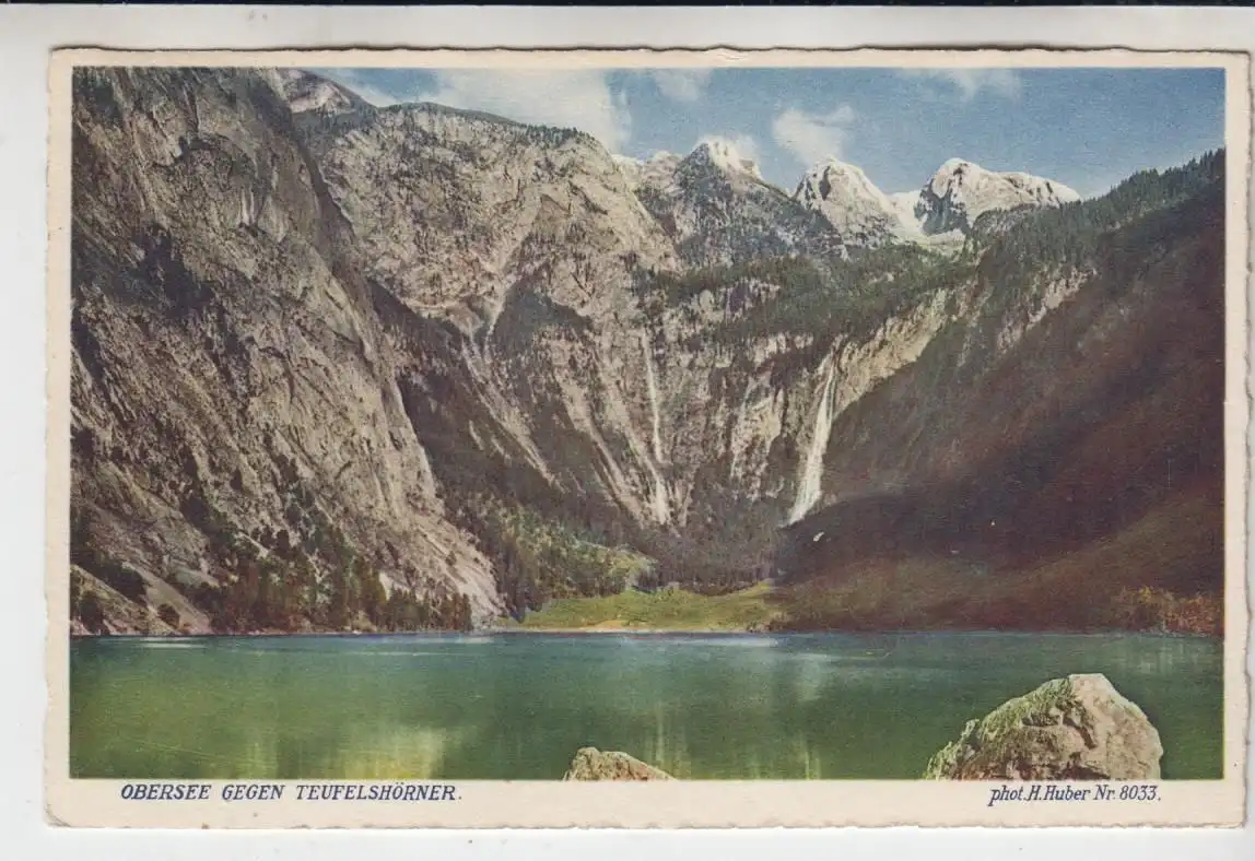 AK Obersee gegen Teufelshörner, ca. 1937, Alpiner Verlag, gelaufen