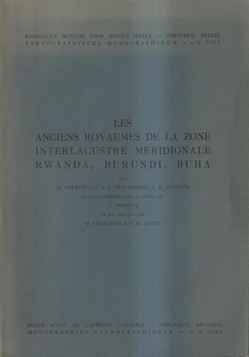 Buch: Les anciens royaumes de la zone interlacustre meridionale Rwanda ... 1962