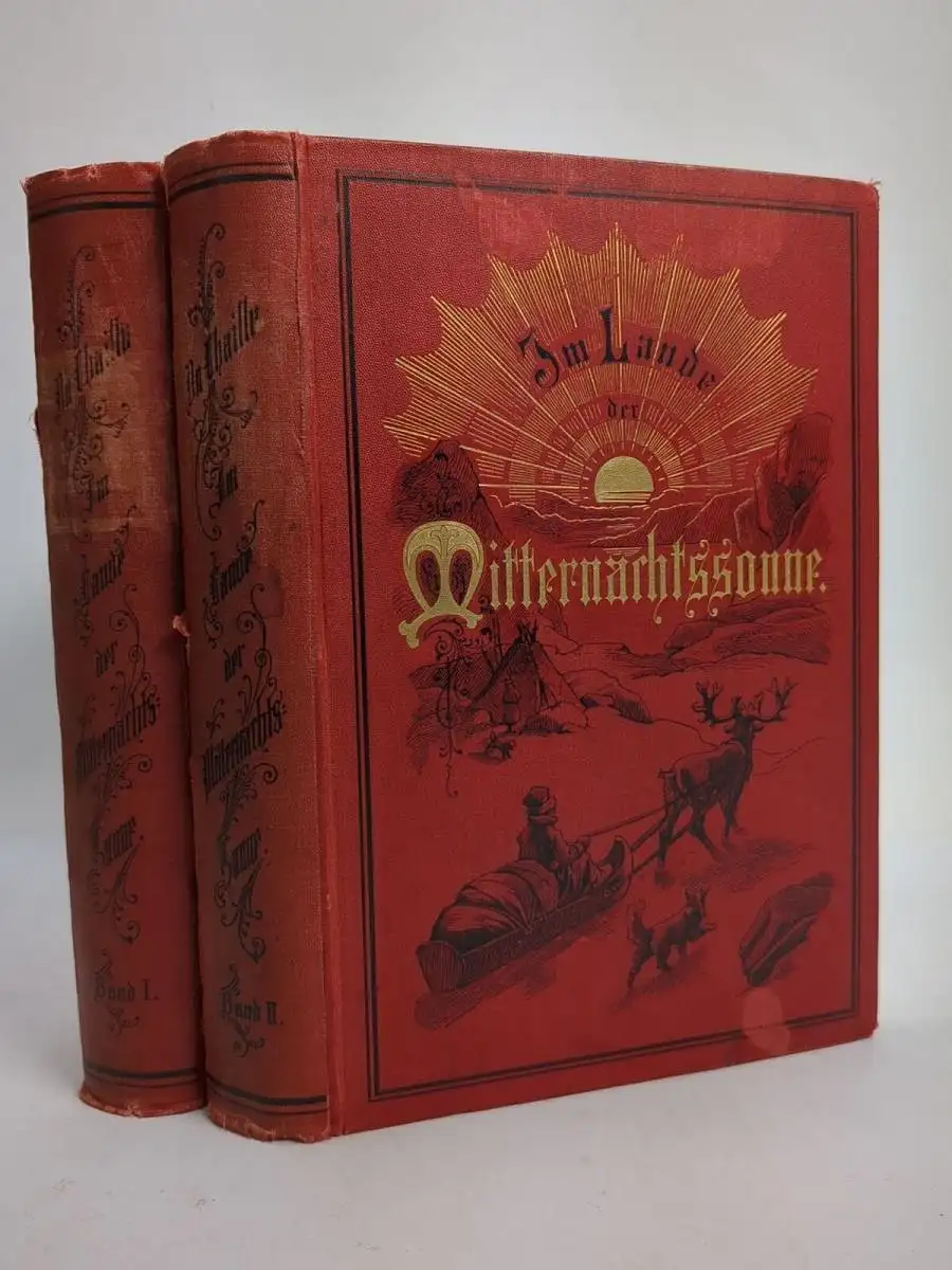 Buch: Im Lande der Mitternachts-Sonne, Paul B. Du Chaillu, 1882, F. Hirth, 2 Bde