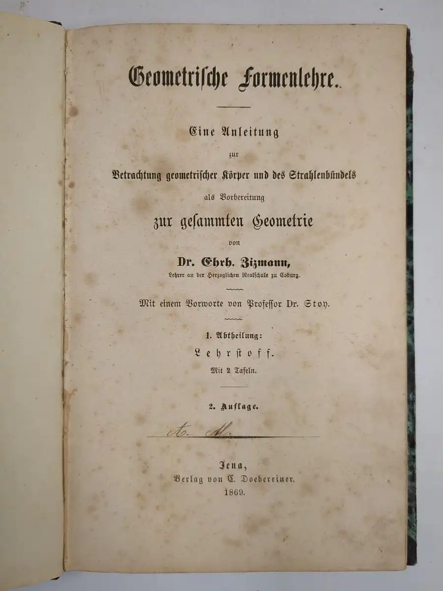 Buch: Geometrische Formenlehre , Zizmann, Ehrh., 1869, C. Doebereiner