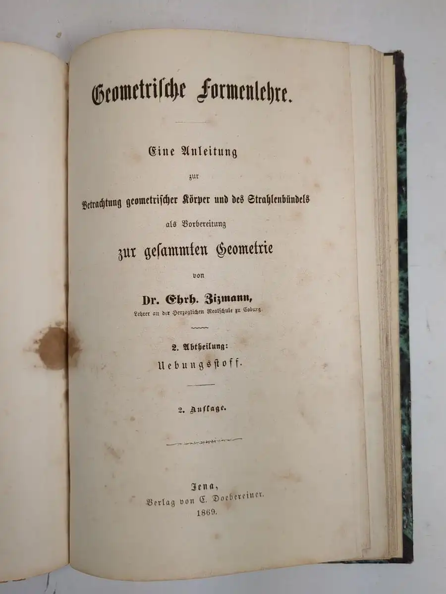 Buch: Geometrische Formenlehre , Zizmann, Ehrh., 1869, C. Doebereiner