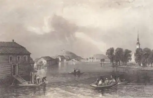 Eskilstuna in Schweden. aus Meyers Universum, Stahlstich. Kunstgrafik, 1850