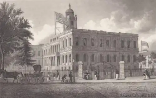 City-Hall (das Rathaus) in New-York. aus Meyers Universum, Stahlstich. 1850