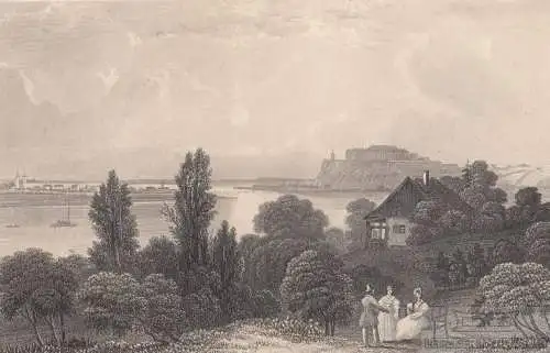 Neusatz in Ungarn. aus Meyers Universum, Stahlstich. Kunstgrafik, 1850
