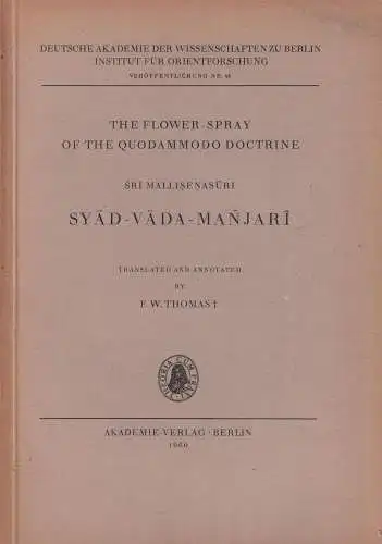 Buch: Syad-Vada-Manjari, Mallisenasuri, Sri, 1960, Akademie-Verlag