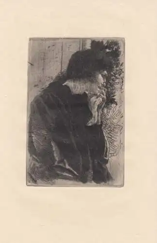 Radierung: La Tristesse, Bernard, Paul Albert. Kunstgrafik, 1887, The sadness