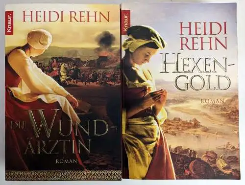 2 Bücher Heidi Rehn: Die Wundärztin / Hexengold, Knaur, 2 Bände, gebraucht, gut