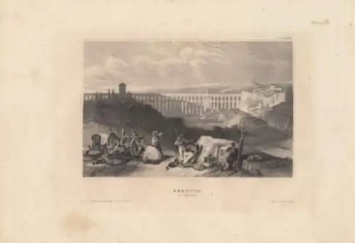 Segovia. aus Meyers Universum, Stahlstich. Kunstgrafik, 1850, gebraucht, gut