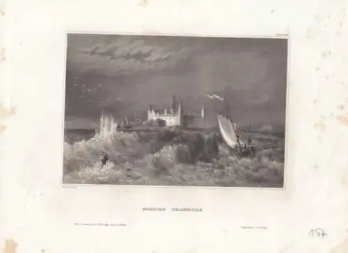 Schloss Kronburg. aus Meyers Universum, Stahlstich. Kunstgrafik, 1850