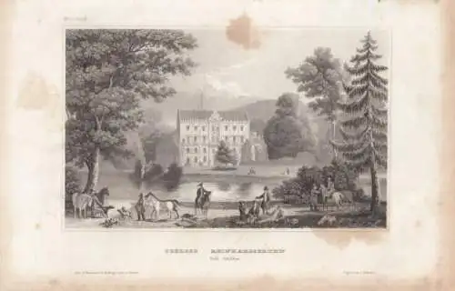 Schloss Reinhardsbrunn bei Gotha. aus Meyers Universum, Stahlstich. Kunstgrafik