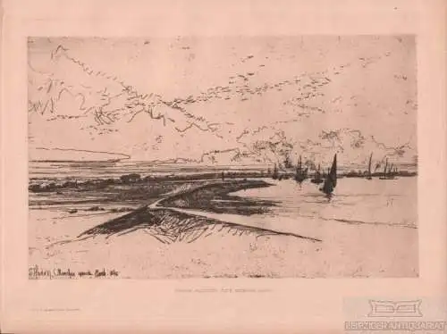 Radierung: Landschaft am Wasser mit Schiffen, Haden, F. Seymour. Kunstgrafik