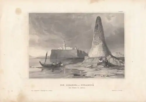Die Schaedel-Pyramide bei Tebah in Africa. aus Meyers Universum, Stahlstich