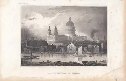 Die Paulskirche in London. aus Meyers Universum, Stahlstich. Kunstgrafik, 1850