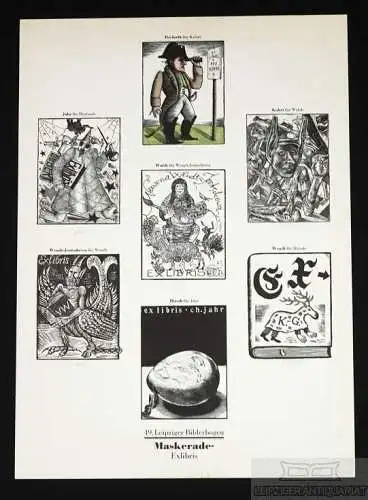 Leipziger Bilderbogen Nr. 49: Maskerade-Exlibris, Exlibris, orginal. Kunstgrafik