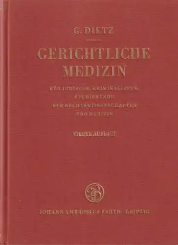 Buch: Gerichtliche Medizin, Dietz, Gerhard, 1967, Johann Ambrosius Barth