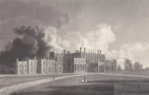 Eaton Hall in Cheshire (England). aus Meyers Universum, Stahlstich. Kunstgrafik