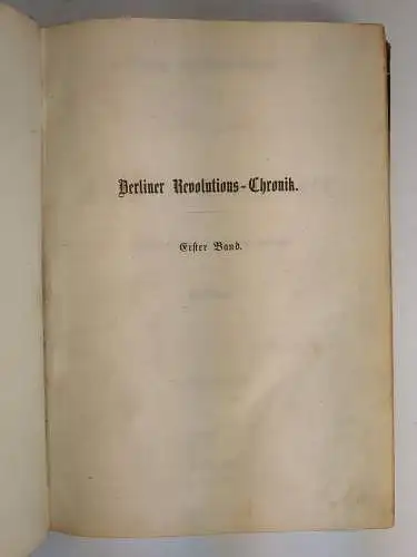 Buch: Darstellung der Berliner Bewegungen im Jahre 1848 ..., Wolff, 1851, Hempel