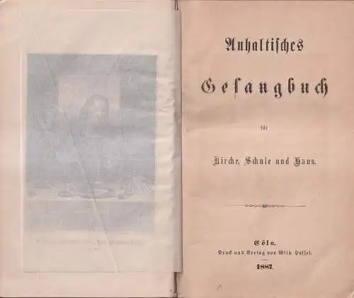Buch: Anhaltisches Gesangbuch für Kirche, Schule und Haus. 1887, Wilh. Hassel