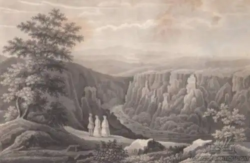 Die Rosstrappe im Harz. aus Meyers Universum, Stahlstich. Kunstgrafik, 1850